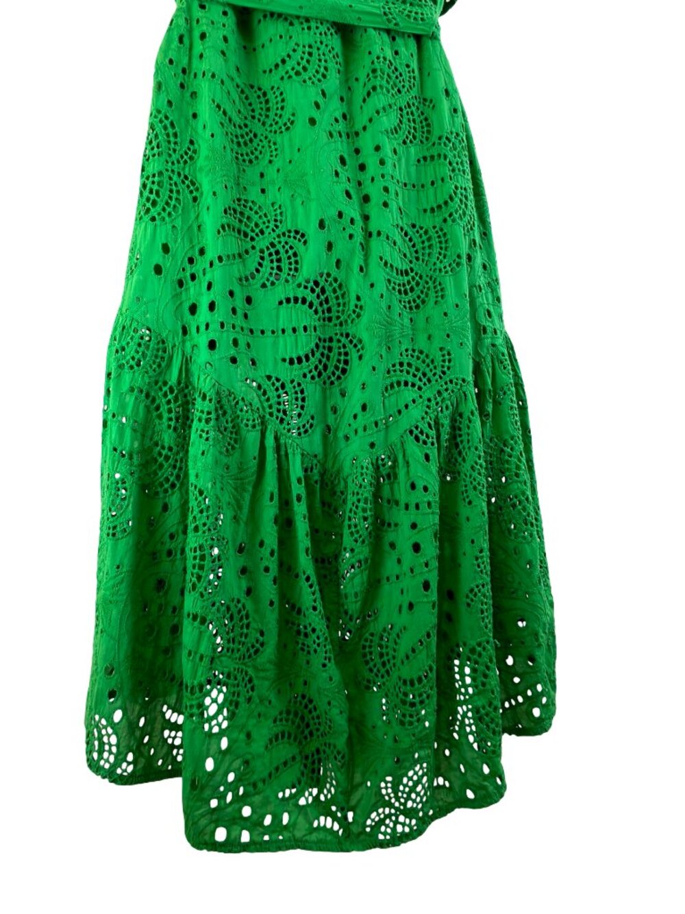 Ciebon Anthropologie Green Eyelet Lace Palm Midi Dress Size Large - Picture 10 of 15